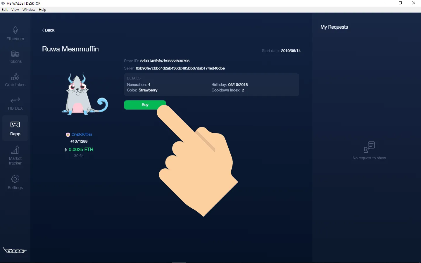 How To Play And Monetize Your Cryptokitties On HB Wallet 9 A Cryptokitty profile in HB NFT Market