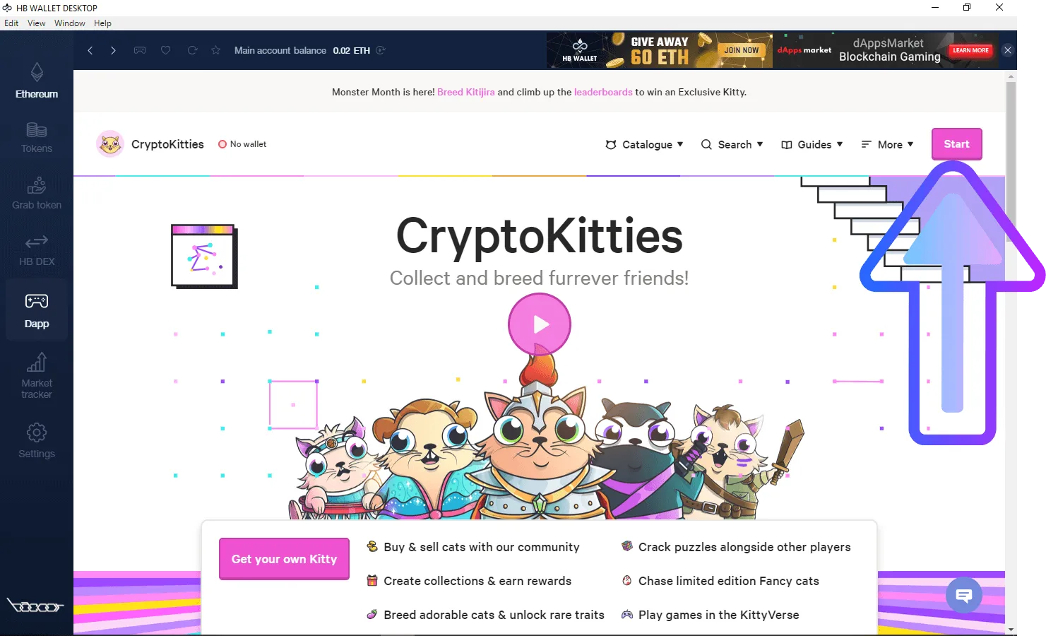 How To Play And Monetize Your Cryptokitties On HB Wallet 3 Create Cryptokitties account on HB Wallet