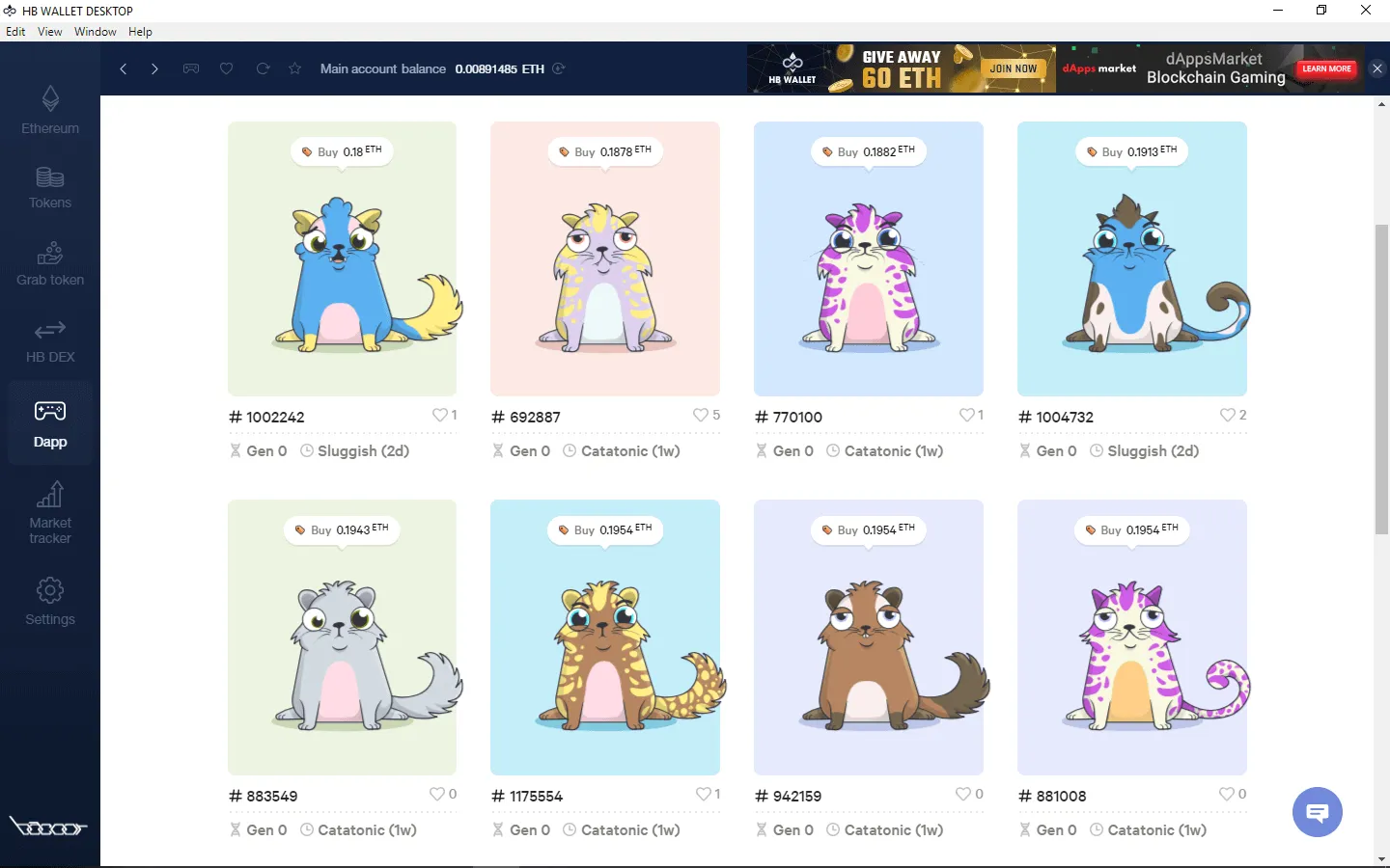 How To Play And Monetize Your Cryptokitties On HB Wallet 26 Gen-0 Kitties