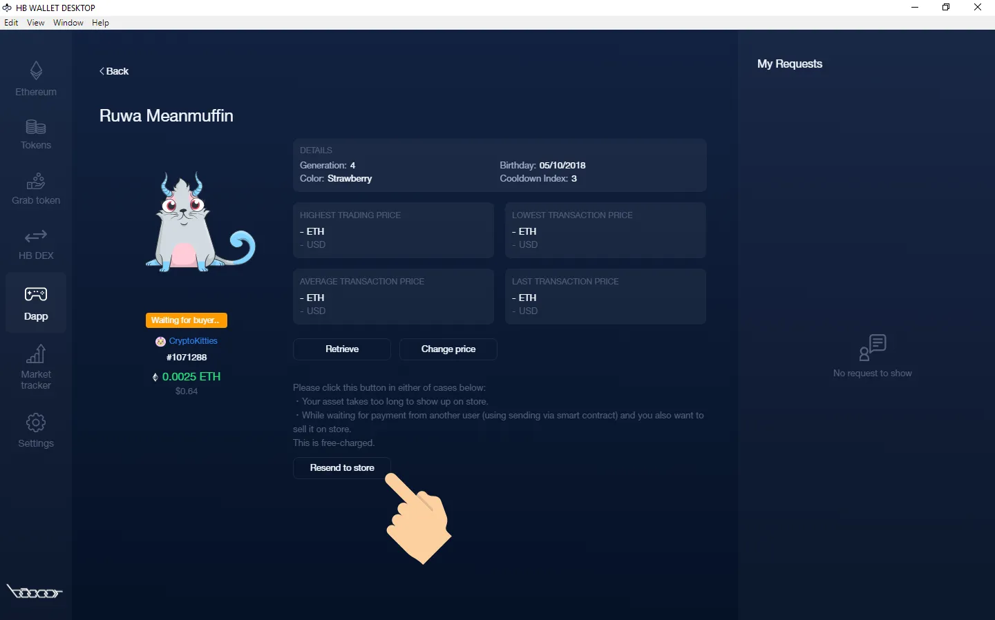 How To Play And Monetize Your Cryptokitties On HB Wallet 22 Resend to store