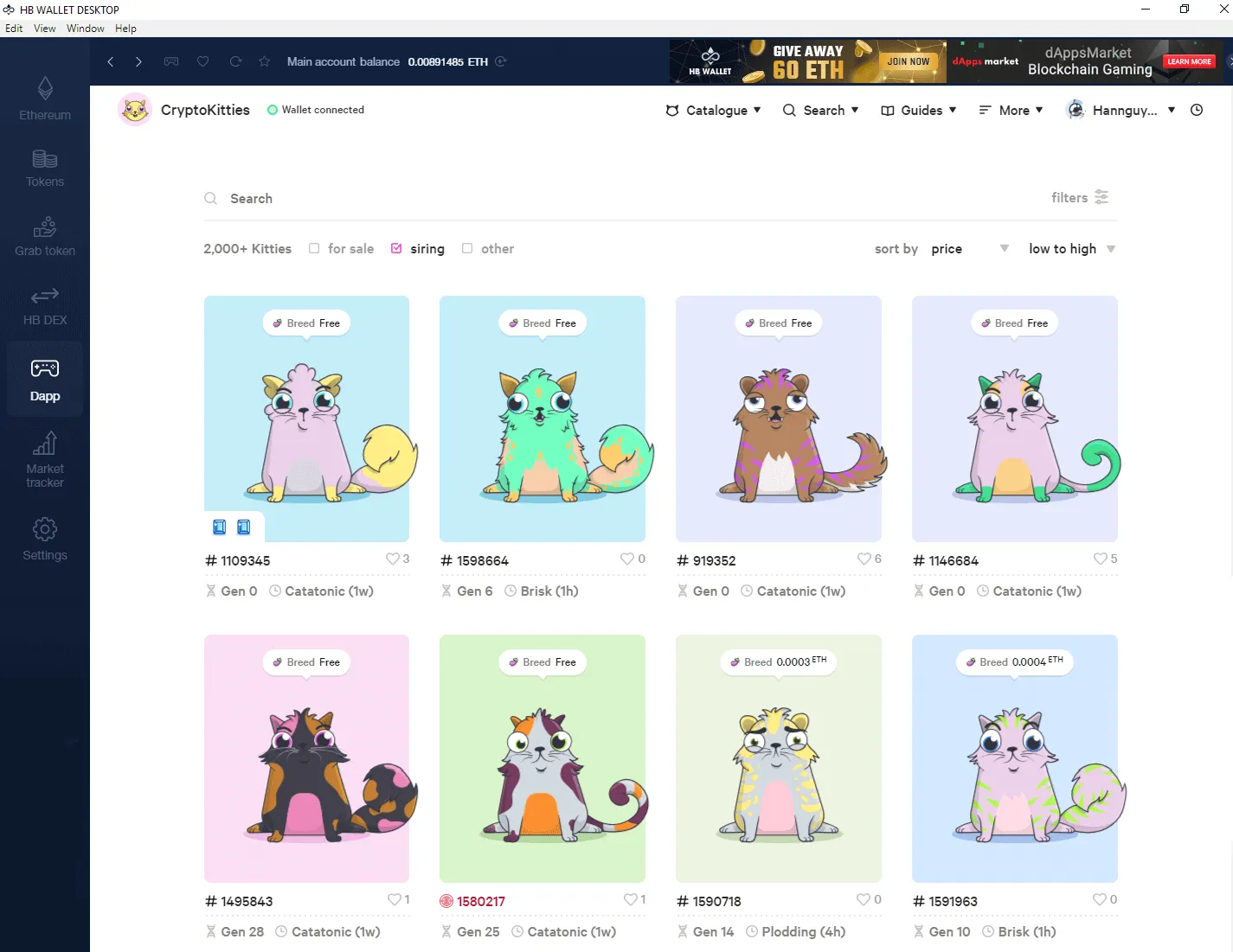 How To Play And Monetize Your Cryptokitties On HB Wallet 13 Siring Auction