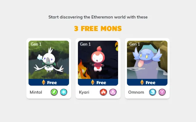 3 free mons are given to new players