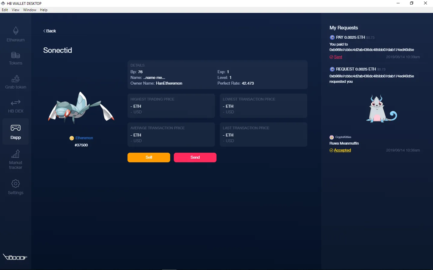Sell your Etheremon via HB Marketplace or via Smart Contract