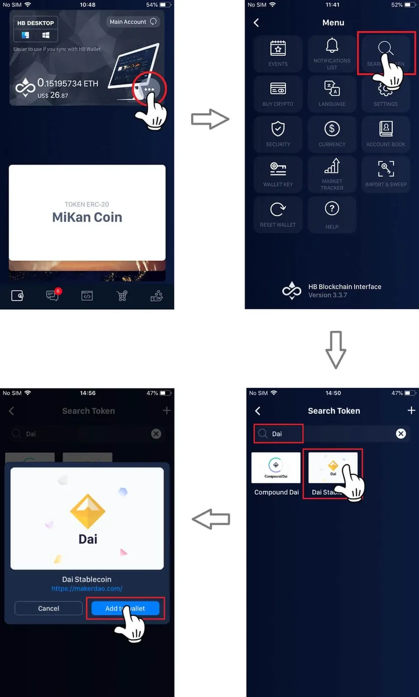Important Updates on HB Wallet 3.3.7 9 Add DAI to HB Wallet