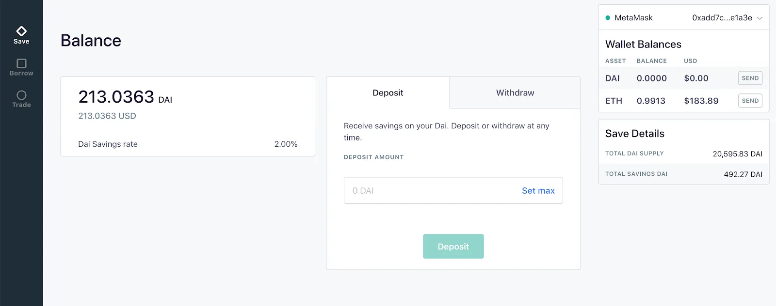 An example of the Oasis Save dashboard