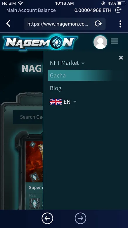 Choose 'Gacha' in the menu