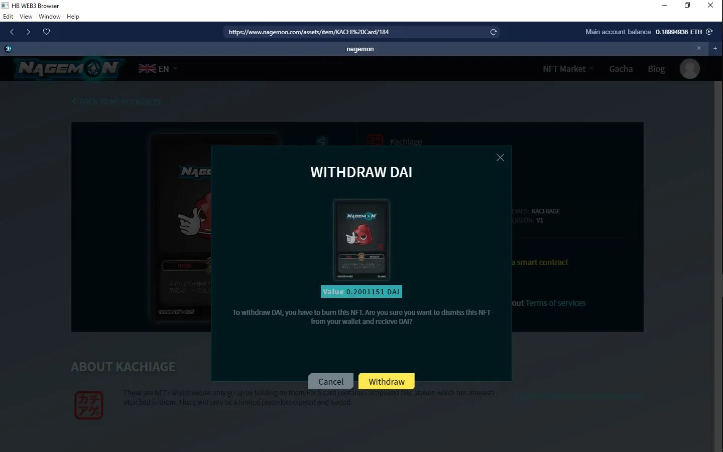 Important Updates on HB Wallet 3.4.1 18 Click on 'Withdraw' to confirm