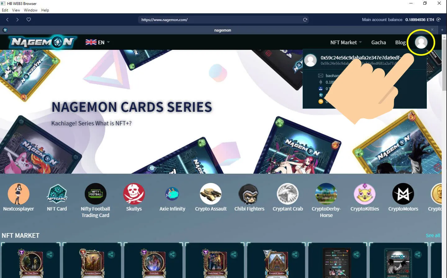 Important Updates on HB Wallet 3.4.1 15 Go to your Nagemon profile