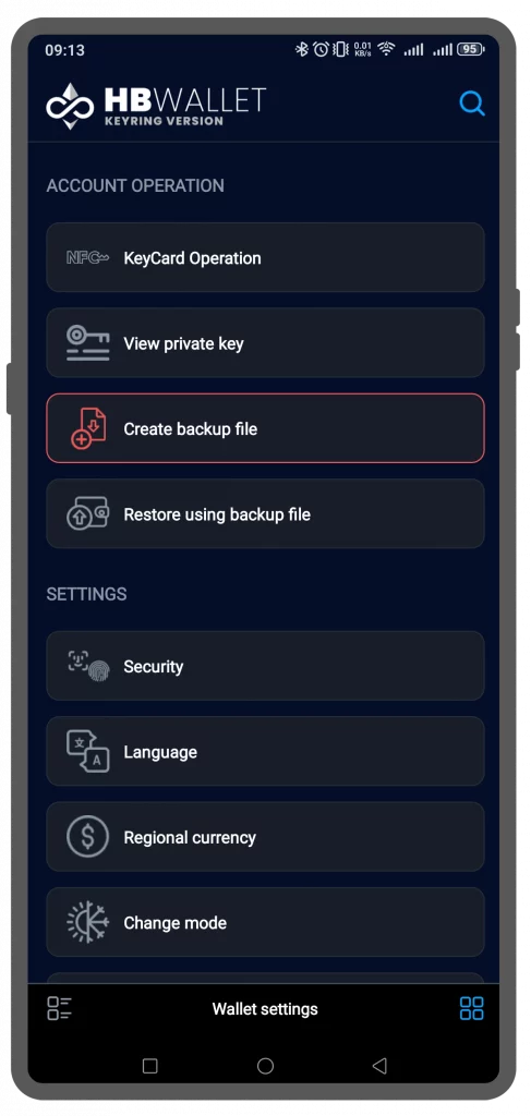 HB Wallet 4.4.0 update backup