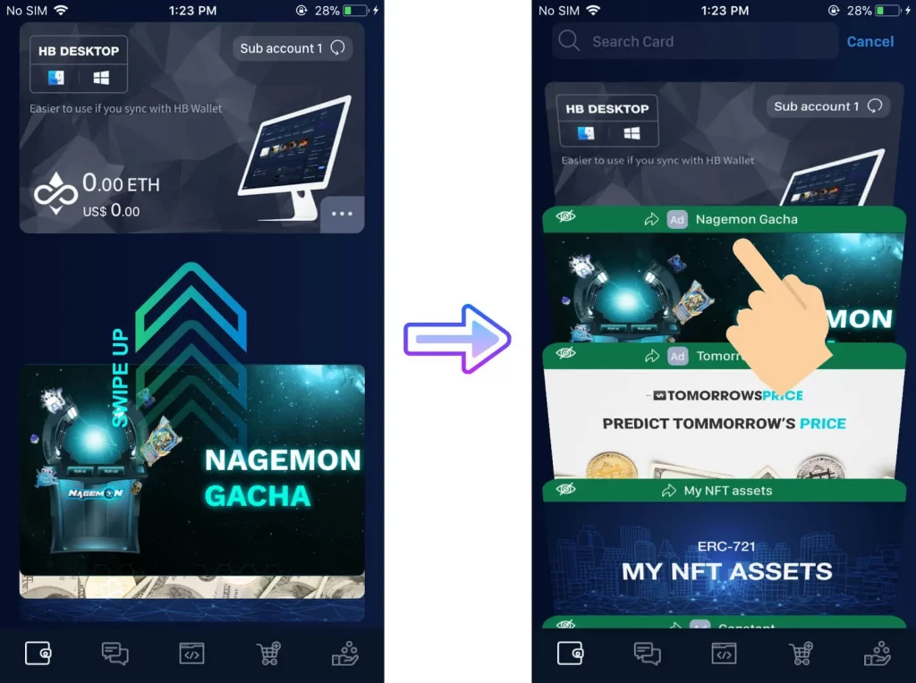 Ethermon Gacha is now live! 6 In the wallet main screen, swipe up for quick access.