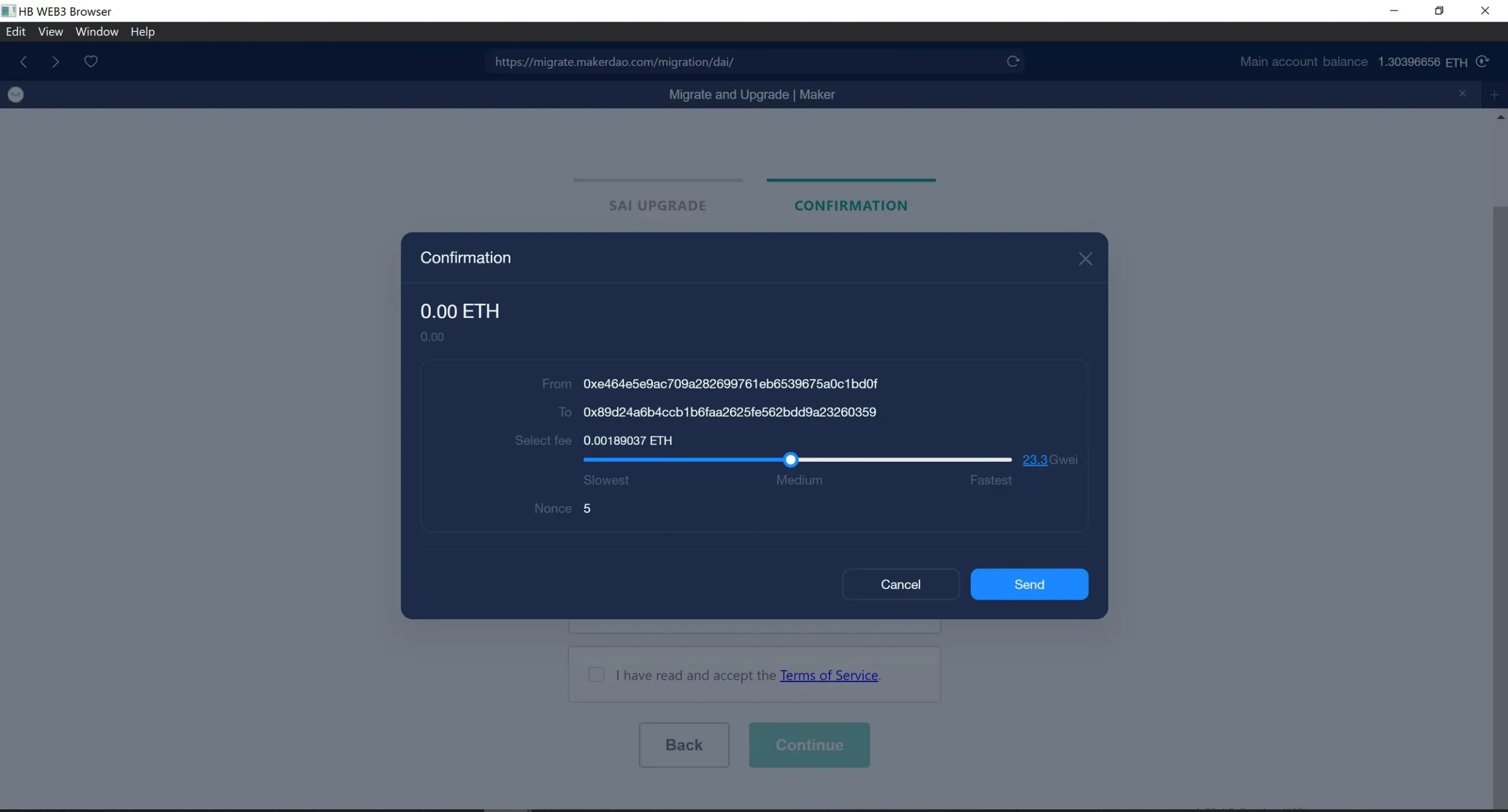 It costs a small amount of Gas Fee to complete the transition