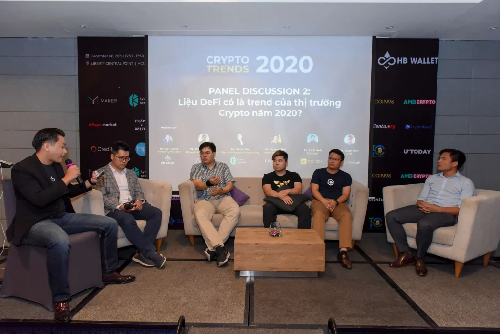 MakerDAO, Kyber Network, Constant, Coin98, Vicion, and HB Wallet were discussing on DeFi