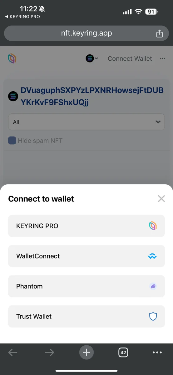 Home 46 Manage NFT on HB Wallet