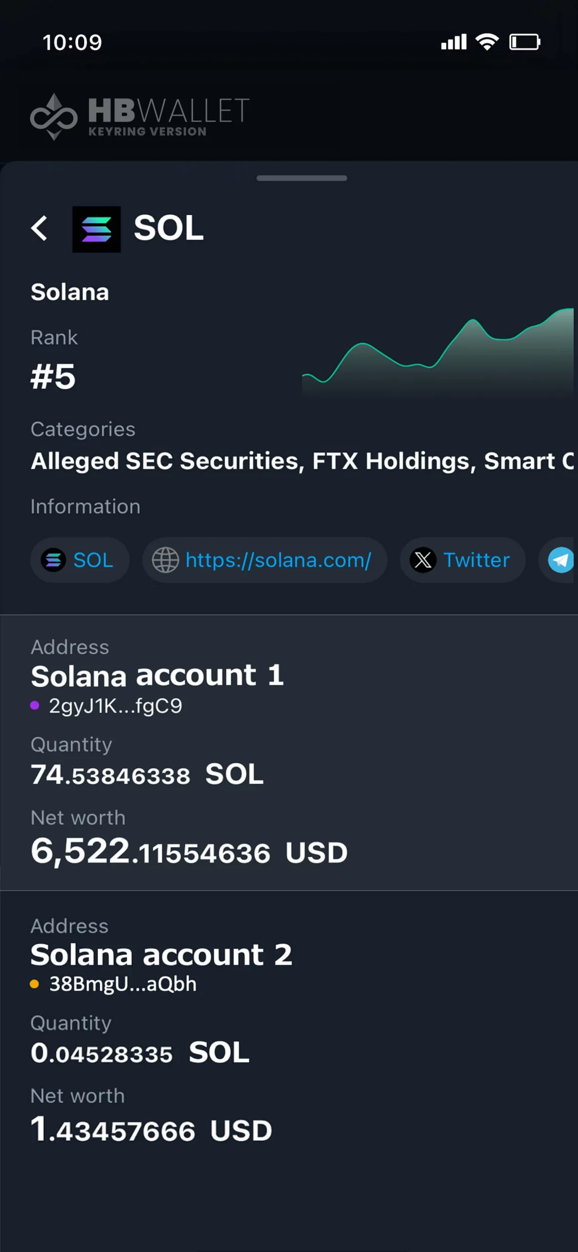 Manage SOL on HB Wallet