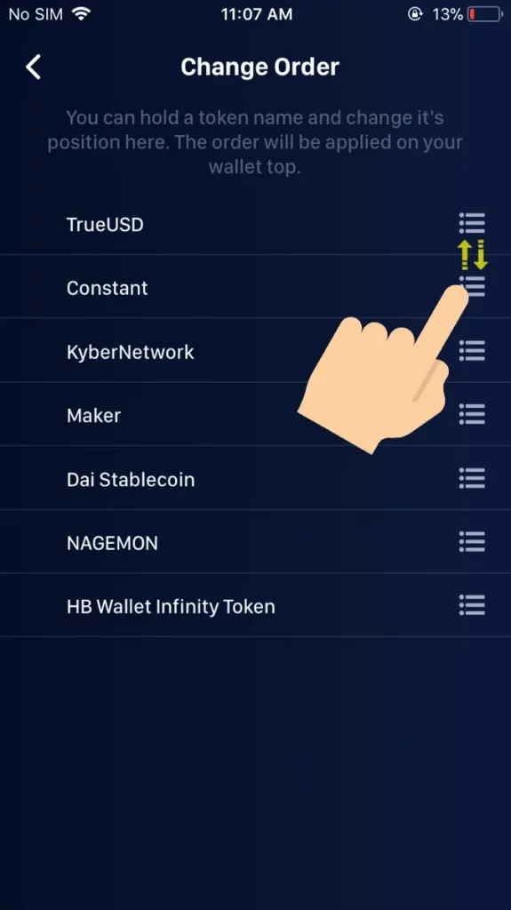 Move the icon to change order