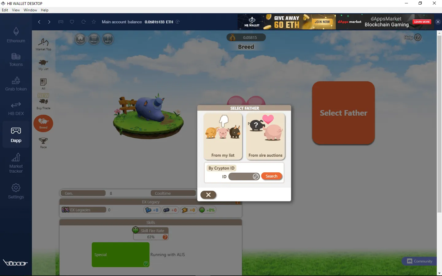 Select two Cryptons to breed