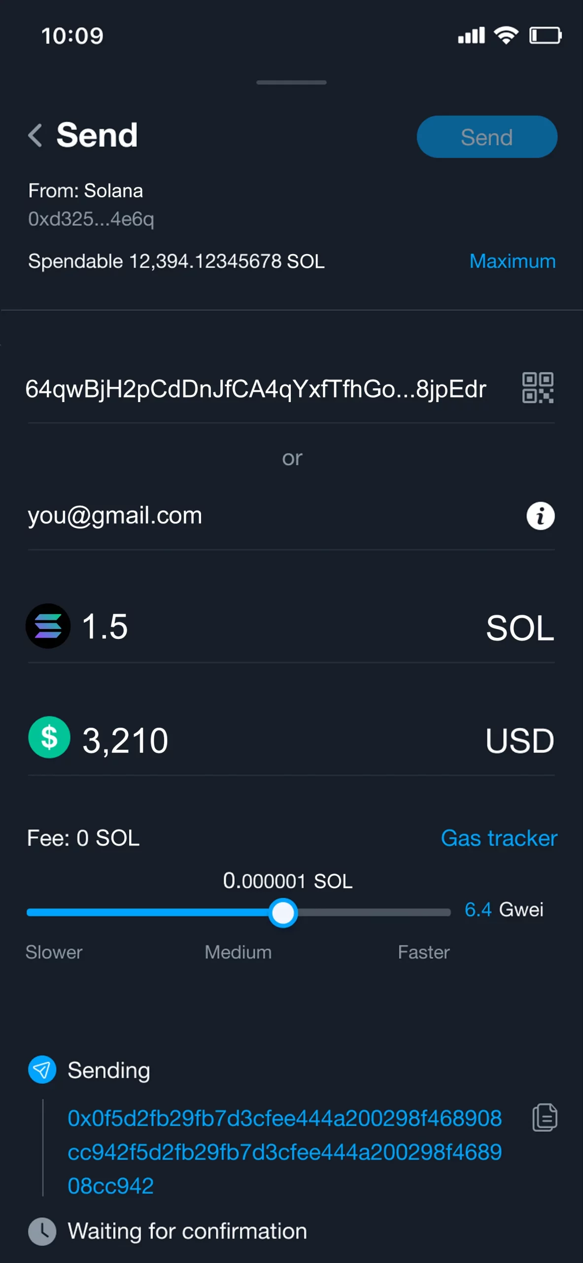 Home 41 Send token on HB Wallet