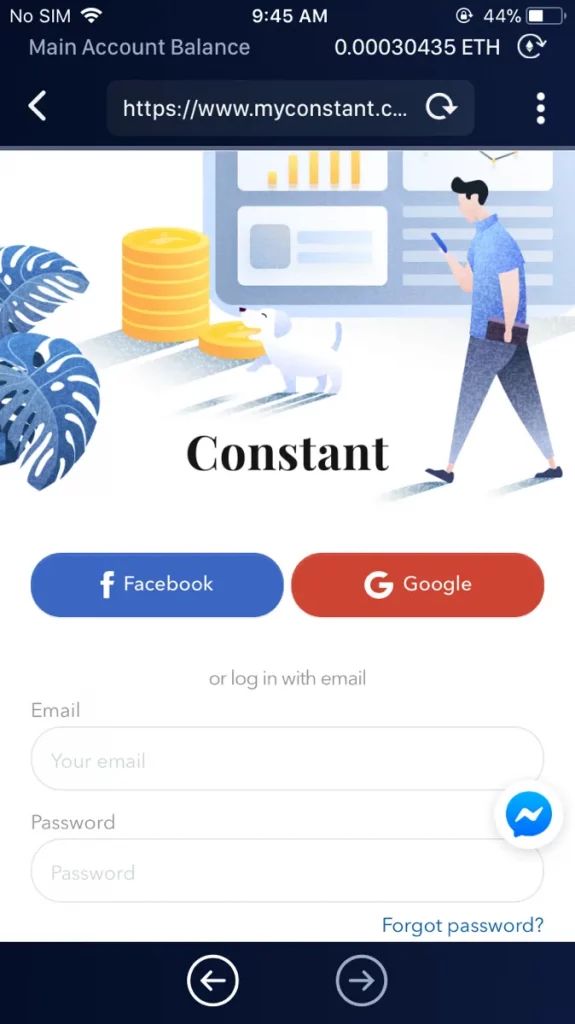 How to access Constant in HB Wallet 6 Sign up or Log in via your Facebook or Google