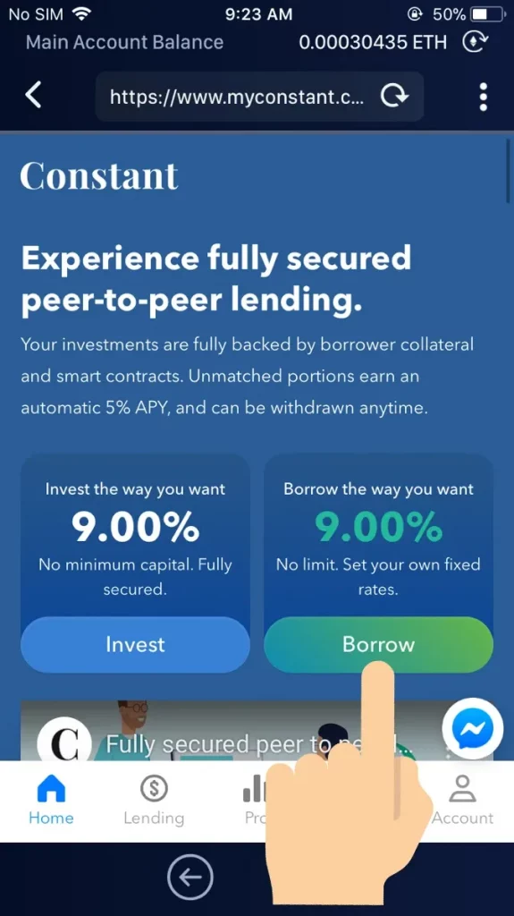 How to access Constant in HB Wallet 4 Tap “Borrow” to proceed.