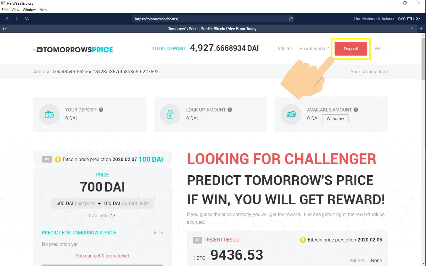 What is TomorrowsPrice and its Affiliate Program? 7 Tap on 'Deposit'