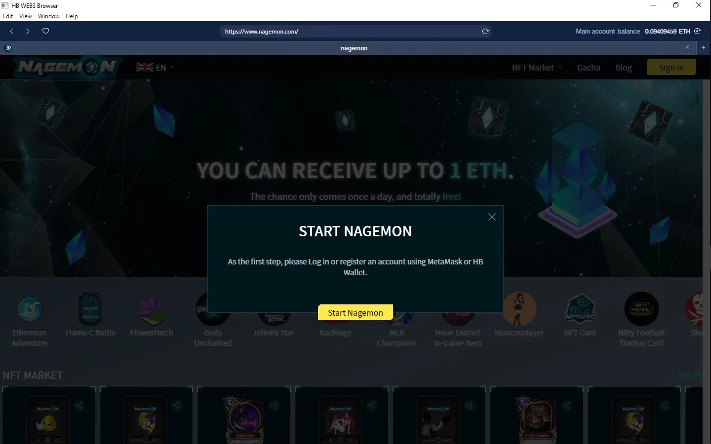 Important Updates on HB Wallet 3.4.1 10 Tap on 'Start Nagemon'