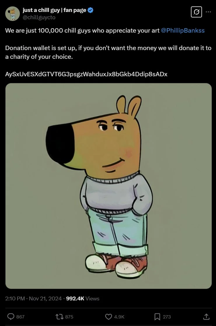 Just a Chill Guy Solana Announcement