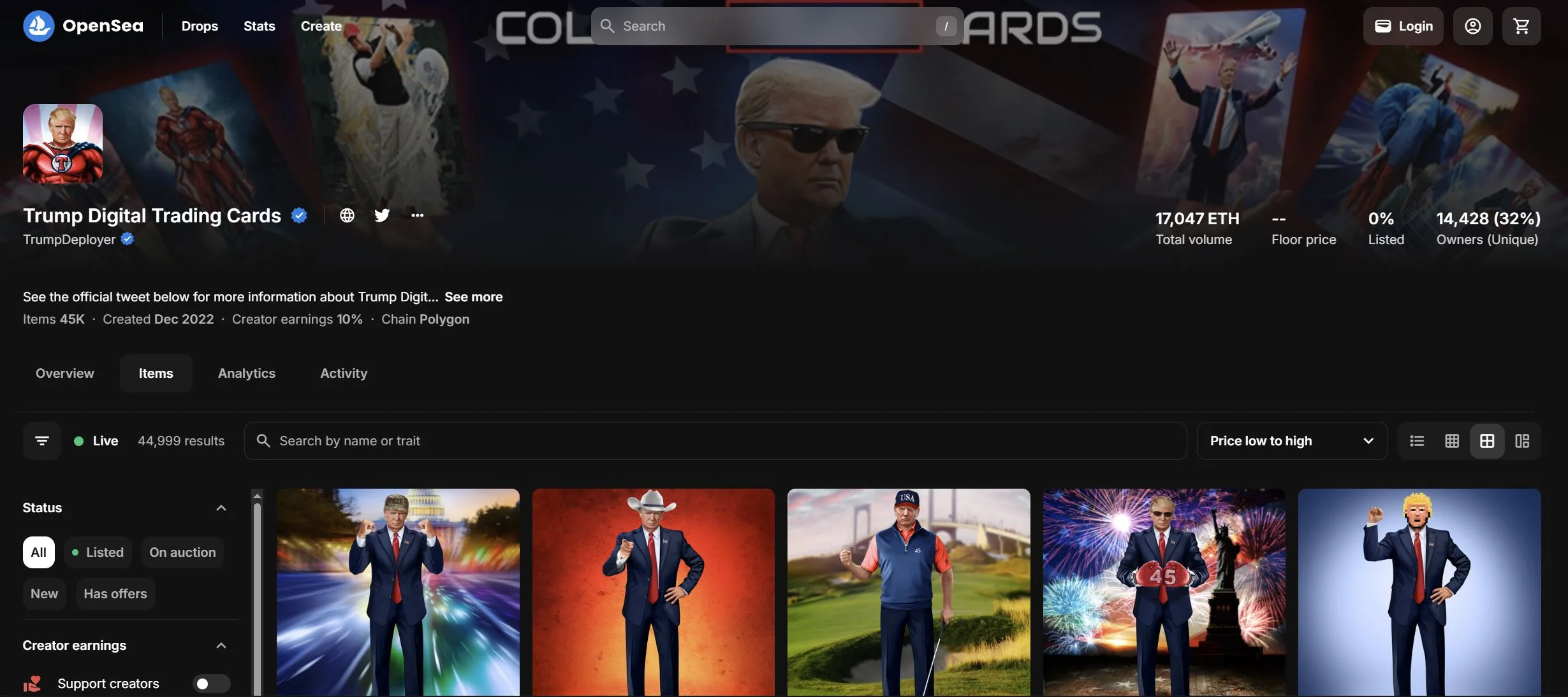 Trump NFT on OpenSea