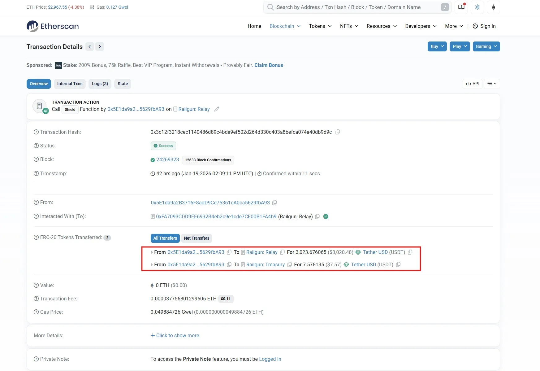 Railgun transaction on Etherscan